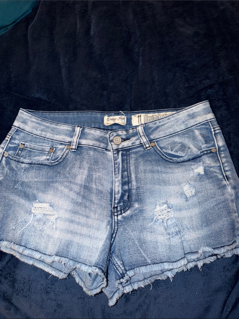 Indigo Rein Light Blue Distressed Denim Shorts